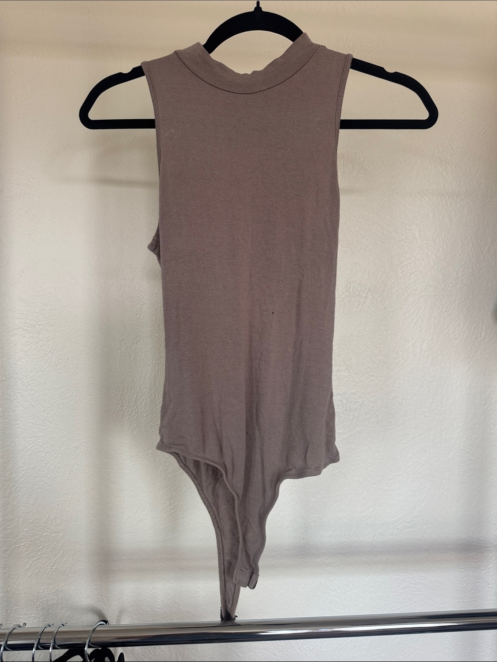 Sleeveless Mock Neck Bodysuit in Taupe